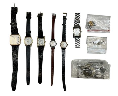 Five assorted lady's wristwatches including Raymond Weil, Oris, Accurist etc, and a Seiko stainless steel gold plated gentlem