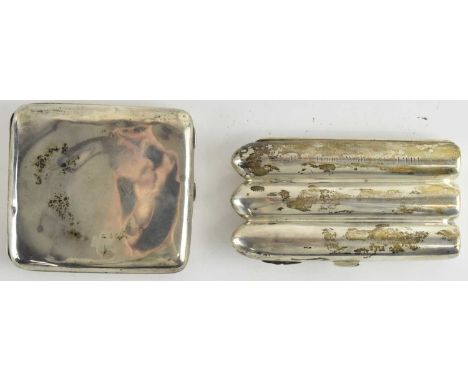 WILLIAM HUTTON &amp; SONS; a Victorian hallmarked silver fitted three cigar case, Birmingham 1900, inscribed 'A. R. S, from W
