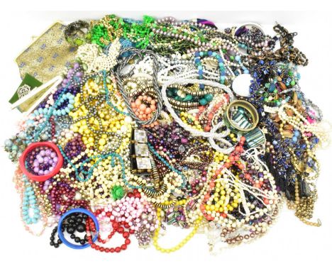 A large collection of modern and vintage costume jewellery, mostly necklaces, bracelets, etc.