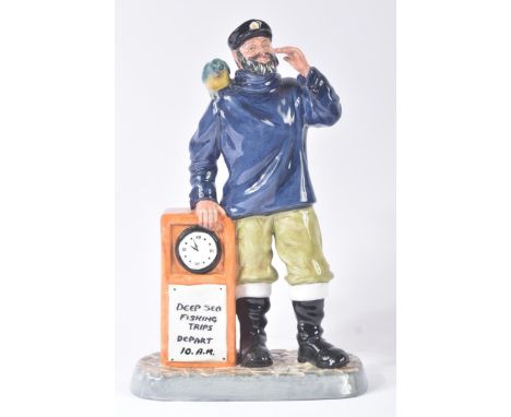 Royal Doulton – All Aboard - HN2940 - a hand painted ceramic figure / figurine of a standing fisherman with a parrot on his s