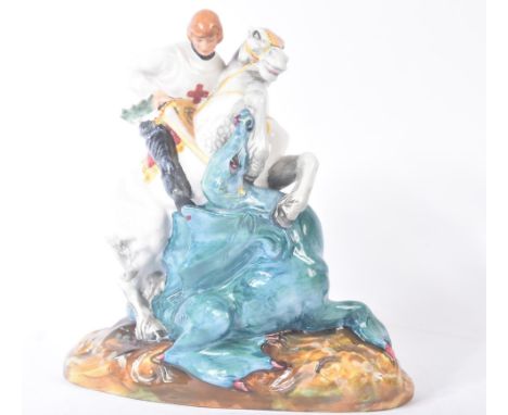 Royal Doulton – St George&nbsp; – HN2051 – a hand painted ceramic figure / figurine of St George mounted on horse and slaying