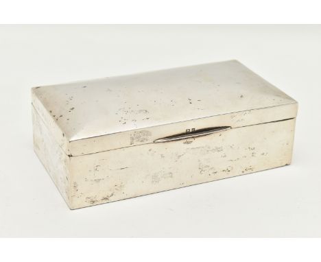 A SILVER CIGARETTE CASE, of a rectangular polished form, wooden interior with divider, hallmarked 'Henry Matthews' Birmingham