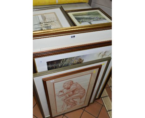 A SELECTION OF LATE 20TH CENTURY WATERCOLOURS AND PRINTS ETC, comprising a Bellston Tor landscape by Jack Wild, a view of Mat