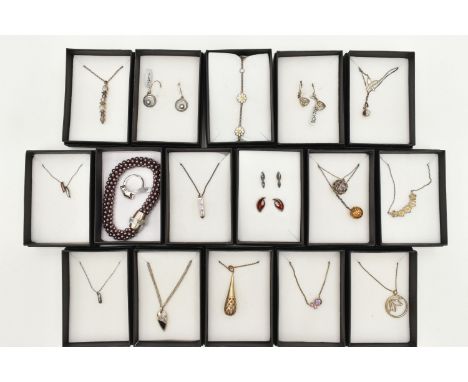 AN ASSORTMENT OF 'KIT HEATH' JEWELLERY' to include thirteen white metal necklaces, some with gold plated or gem set detail, t