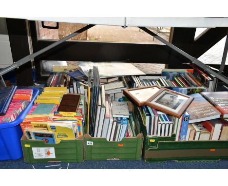 SIX BOXES OF BOOKS AND MAPS to include two boxes of Ordnance Survey maps and similar, a large variety of travel books, predom