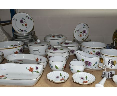 ROYAL WORCESTER 'ASTLEY' DINNER SERVICE, comprising four different sized tureens, a souffle dish (small firing crack and chip