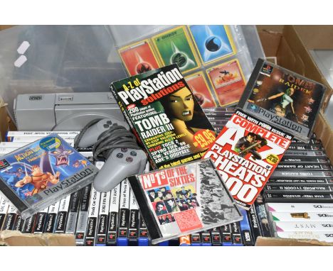 PLAYSTATION CONSOLE AND GAMES, games are for the PS1, PS2, PC and DS, includes Crash Bandicoot Warped (PS1), Tomb Raider (PS1