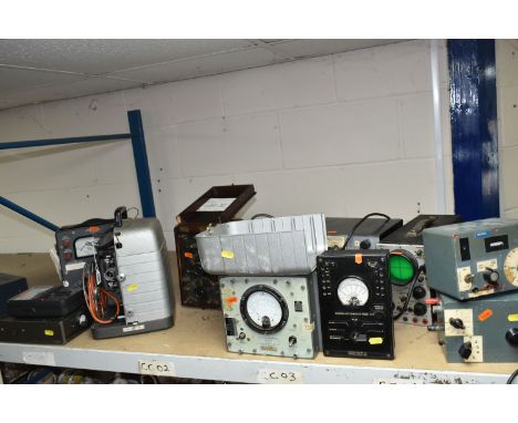A GROUP OF WATT AND VOLT METERS ETC to include thirteen vintage volt and watt meters comprising named manufacturers Marconi, 