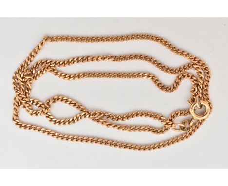 A 9CT GOLD CURB LINK CHAIN, fitted with a spring clasp, rubbed 9ct London hallmark, length 460mm, approximate gross weight 6.