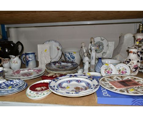 A GROUP OF CERAMICS, to include a Lladro Girl with Lamb figure, no 4505, sculptor F. Garcia, issued 1969-1981, a Lladro 'Sera