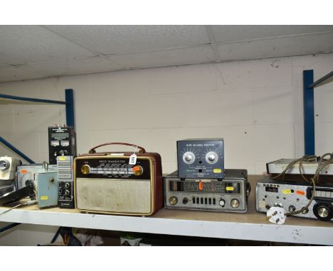 A GROUP OF SEVENTEEN VINTAGE RADIO, RECEIVERS, AND AUDIO EQUIPMENT to include an ECKO Transistor radio, CDE auto rotor, a K.W