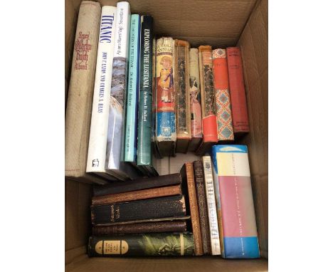 Box of antique and later books including Shakespeare, Thomas Hardy, The Life of Ian Fleming by John Pearson and a first editi