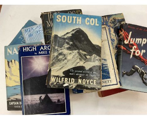 Group of vintage exploration and mountaineering books