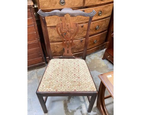 Set of four Victorian Chippendale style dining chairs with pierced vase shape splat backs