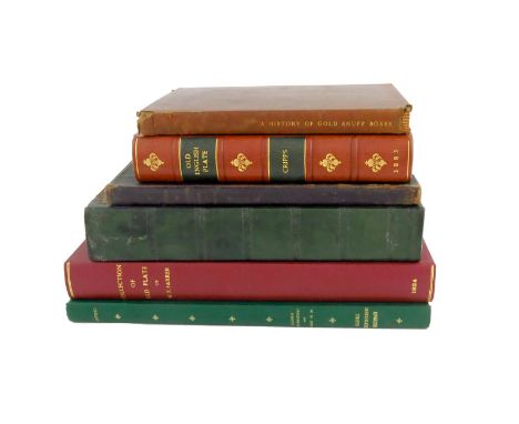 Six volumes relating to silver, including: Howard, M., Old London Silver, 1903, hard bound; Cripps, W. J., Old English Plate,