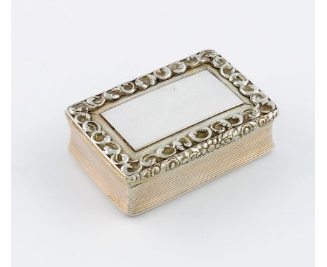 A William IV silver table snuff box, by Joseph Willmore, Birmingham 1835, rectangular form, reeded sides and engine-turned de