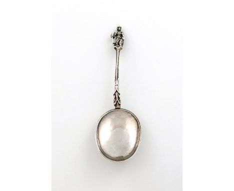 An eighteenth century Dutch silver figural spoon, maker's mark worn, Amsterdam 1789, also marked with a tax mark,  tapering f