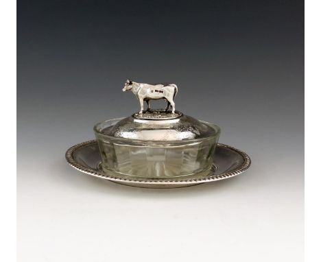 A Victorian silver butter dish, by Martin, Hall and Company, Sheffield 1867, circular form, engraved decoration, gadroon bord