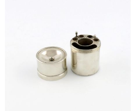 A George III travelling silver canister, possibly for sealing wax, possibly by Thomas Wade, London 1816, cylindrical form, th