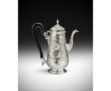 West Indies interest: A rare mid-18th century Jamaican silver coffee pot, by Geradus Stoutenburgh, assay master A. Danvers, c