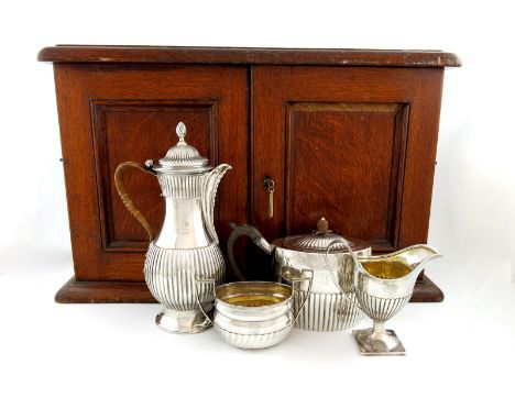 A composite George III and later tea set, various makers, London 1771, 1792, 1796, and 1907, comprising a teapot of circular 