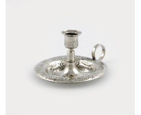 An American miniature silver chamber stick, by Tiffany and Co, Edward Moore period, 1873-1891, circular form, ring handle, ch