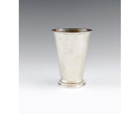 A late 18th century Russian provincial silver beaker, maker's mark partially worn, I?over R, Dorpat, circa 1780, tapering cir