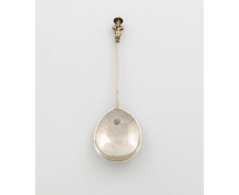 A Charles II West Country silver Apostle spoon,  no apparent maker's mark, Exeter circa 1668, the reverse of the bowl prick d