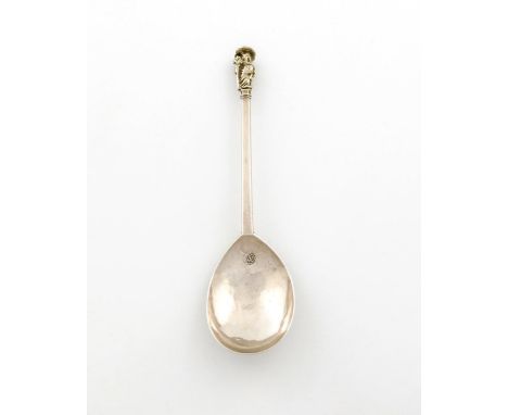 A Charles I West Country silver Apostle spoon, St. James the Greater, by Edward Anthony, Exeter circa 1636, the reverse of th