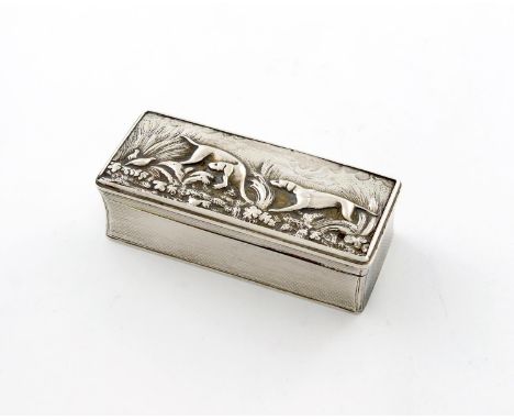 A Victorian silver snuff box, by Thomas Edwards, London 1840, rectangular form, incurved corners, the hinged cover with a rai