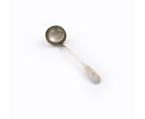 A rare early 19th century Scottish provincial silver Fiddle pattern toddy ladle, by William Innes, Tain circa 1840, the termi