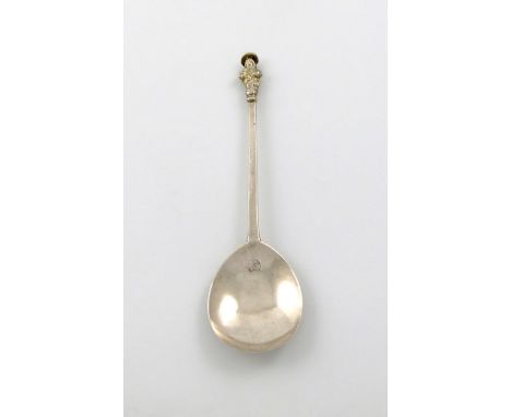 A Charles II West Country silver Apostle spoon, St. Matthew, Exeter town mark, circa 1660, the tapering stem with a gilded Ap