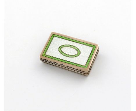 An Edwardian silver and enamel box, by Levi and Salaman, Birmingham 1909, rectangular form, the hinged cover with green and w