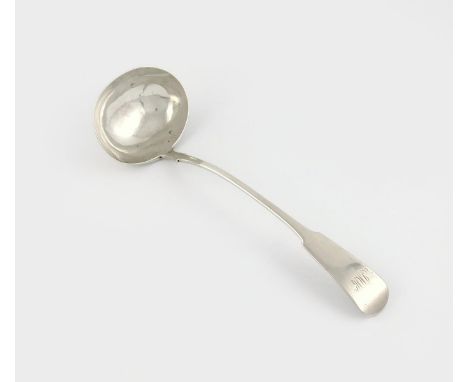 An early 19th century Scottish provincial silver Fiddle pattern soup ladle,  by Jamieson and Naughton, Inverness circa 1820, 