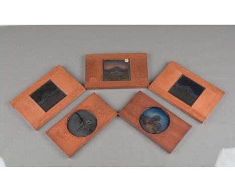 3¼in sq Magic Lantern Slides,  dissolve sets - hand-painted Carpenter & Westley Mosque day to night-time windows, latter with