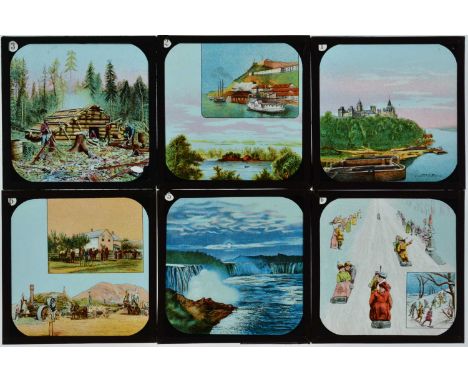 3¼in sq Magic Lantern Slides,  Canada and USA photographic topographical, some coloured - Canada From Quebec to the Rocky Mou