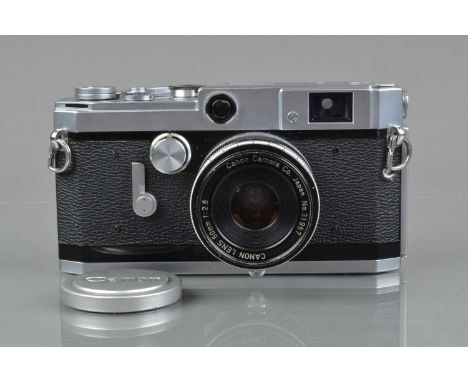 A Canon VL2 Rangefinder Camera, chrome, serial no 575748, shutter working, rangefinder functions, self timer working, body G-