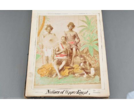 A 19th Century Photograph/Commonplace Album,  including albumen prints of Egypt by Arnoux of Port Said and others, manuscript