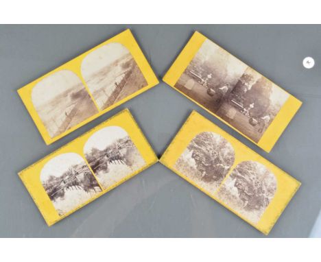Stereoscope and Cards, simple mahogany box-form stereoscope, with hinged lid, and cards - UK topographical, including Hasting