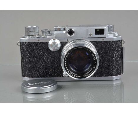 A Canon II F2 Rangefinder Camera, Canon Company Inc Japan, export permitted model, serial no 195372, shutter working, rangefi