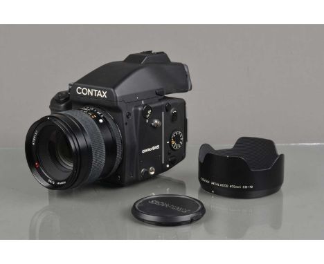 A Contax 645 Professional Outfit, serial no 003262, shutter working, appears to function as should, body VG, with Carl Zeiss 