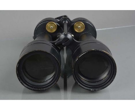 A Pair of Ross WWII British Military x10 Captain's Binoculars, serial no 118726, markings on right hand prism plate read ROSS