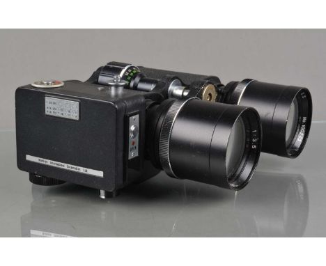 A Nichiryo Teflex Half Frame Binocular Camera, serial no 100152, 7x50 field 300 feeta at 1000 yard binocular, some paint wear