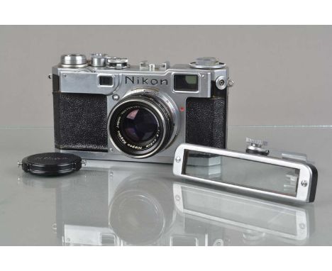 A Nippon Kogaku Nikon S2 Rangefinder Camera, chrome, version 2, serial no 6194219, shutter working, rangefinder functions, bo