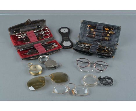 Late 19th Century Pocket Opthalmic Surgery Sets,  by Arnold, London and Joaquin Bonet, Valencia, each in fitted soft leather 