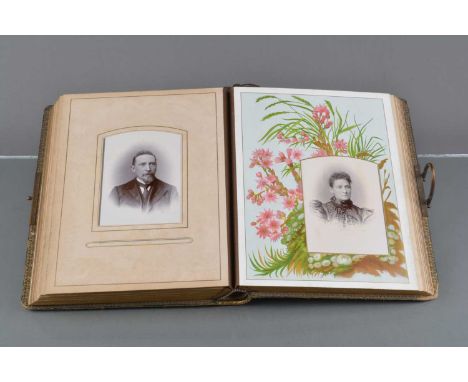 A late 19th Century Chromolitho Floral Carte-de-Visite/Cabinet Album,  with manuscript Sunday School presentation caption dat