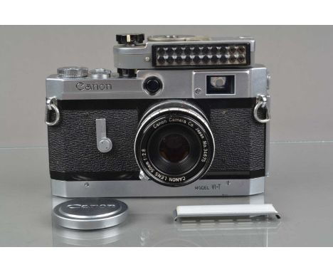 A Canon VI-T Rangefinder Camera, chrome, serial no 612250, shutter working, rangefinder functions, rapid wind smooth, self ti