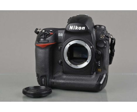 A Nikon D3 FX DSLR Camera Body, serial no 2002475, shutter working, displays working, appears to function as should, body G, 