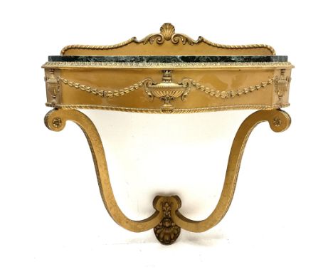 Small late 20th century gilt wood and green marble console tableDimensions: Height:&nbsp;71cm&nbsp; Length/Width:&nbsp;63cm&n