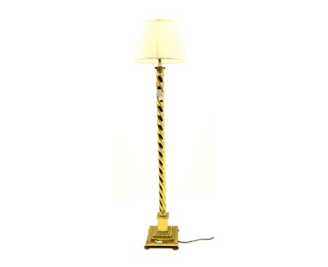 20th century brass rope twist standard lamp with shadeDimensions: Height:&nbsp;153cm&nbsp;
